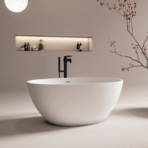 55 Inch Freestanding Solid Surface Soaking Bathtub