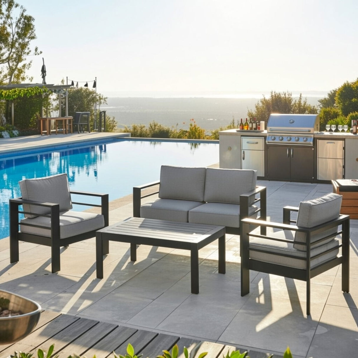 Outdoor Patio Set With All-Weather Thick Cushions