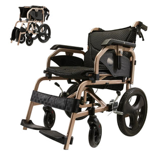 Lightweight Foldable Transport Wheelchair For Adults, Square Tube Design