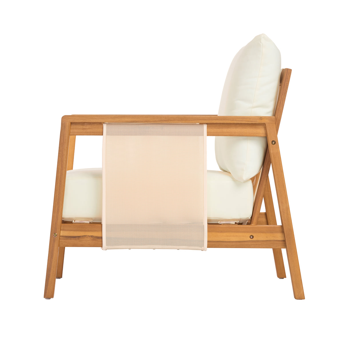 Outdoor Club Chair, Acacia Wood Frame with Textilene Accents