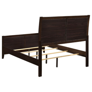 California King Upholstered Panel Bed With Headboard And Footboard - Cappuccino