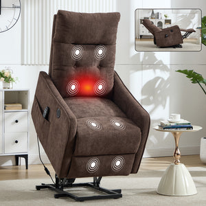 Brown Chenille Single Motor Power Lift Recliner Chair