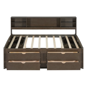 Daybed With 2 Bedside Cabinets, Upper Shelves And 4 Drawers