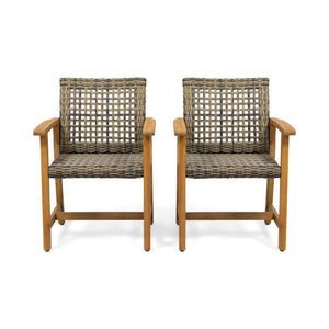 Outdoor Dining Chair Acacia Wood Frame (Set of 2)