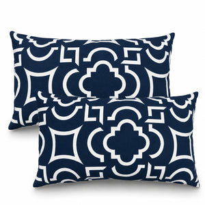 4 Pack Outdoor Lumbar Pillow with Inserts – Blue Trellis