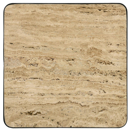 Travertine Accent Table Geometric Design - Brown