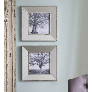 S/2 Vintage Silver Reflective Picture Frames, 15x15