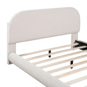 Upholstered Platform Bed With Thick Solid Frame And Stylish Curve-Shaped Design