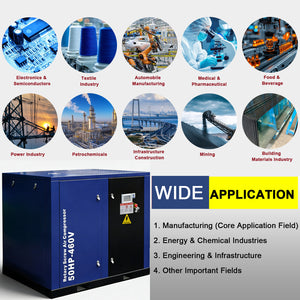 50HP Rotary Screw Air Compressor, 219CFM, 125PSI, 460V 3-Phase