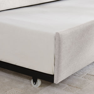 Upholstered Daybed With Trundle With Vertical Stripes