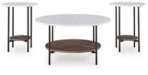 Wrenwich - Occasional Table Set (Set of 3) - Brown / Black / White - Best Buy Furniture