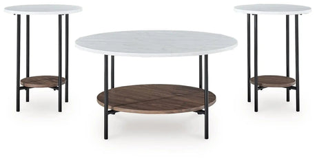 Wrenwich - Occasional Table Set (Set of 3) - Brown / Black / White - Best Buy Furniture