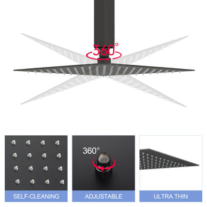 Modern 10" Square Rainfall Shower Head & Stainless Steel Wall Or Ceiling Mount Luxury Spa Shower Panel