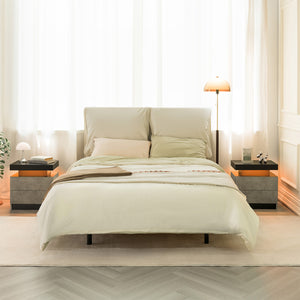 Modern LED Nightstand with 2 Drawers for Bedroom