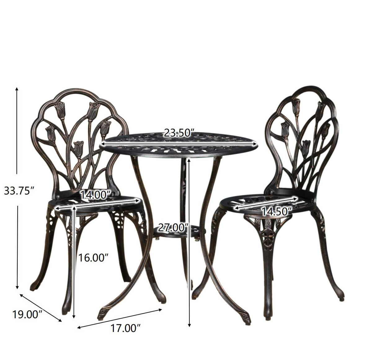Nassau Cast 3PC Bistro Set