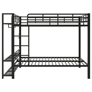 Bunk Bed With Storage Shelves, Clothes Hooks, LED Light
