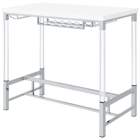 Tonneson - Bar Table With Trestle Base And Wine Storage - White