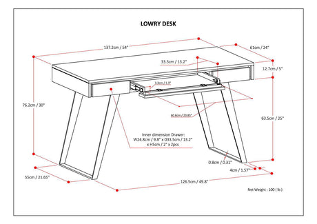 Lowry - Desk - Distressed Charcoal Brown