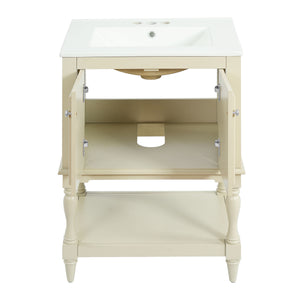 Modern Bathroom Vanity With Sink, Rectangular Cabinet With Open Shelf And Closed Storage