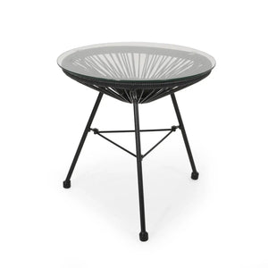Nusa - Modern Rattan Side Table With Tempered Glass Top - Best Buy Furniture
