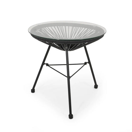 Nusa - Modern Rattan Side Table With Tempered Glass Top - Best Buy Furniture