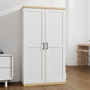 55.1" Tall Wooden Vacuum Storage Cabinet with Adjustable Shelf