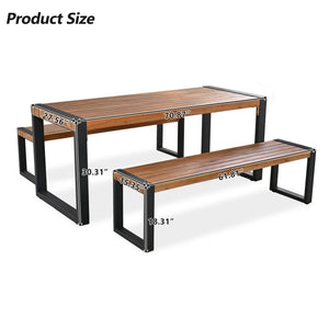 GO 3-Pieces Outdoor Dining Table With 2 Benches