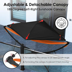 Portable Outdoor Hammock with Quick-Fold Stand and Adjustable Sunshade
