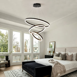 Modern 3 Rings Chandelier with Remote Control