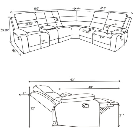 Aaron - 3 Piece Upholstered Sectional - Smoke