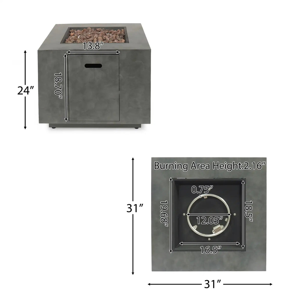 Outdoor Patio Gas Burning Fire Pit Table 50,000 Btu, Square - Best Buy Furniture