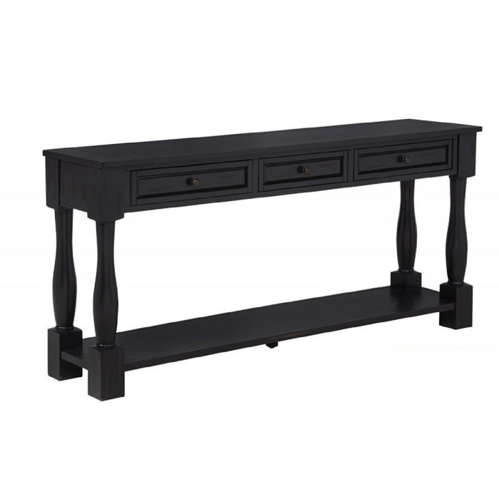 Long Console Table with Drawers and Shelf - Dark Brown or Blue