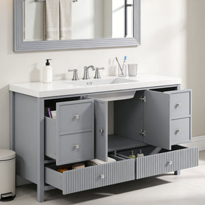 Bathroom Vanity With Separate Sink, Soft Close Doors And 4 Drawers