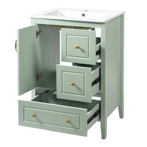 Retro Bathroom Vanity With Sink, Soft Closing Cabinet & Drawers