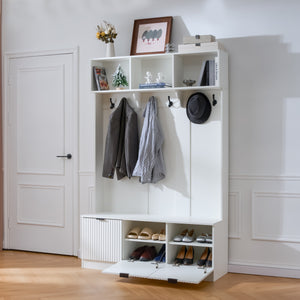 49.6" 5-in-1 Hall Tree with Bench, Shoe Storage & Cabinets