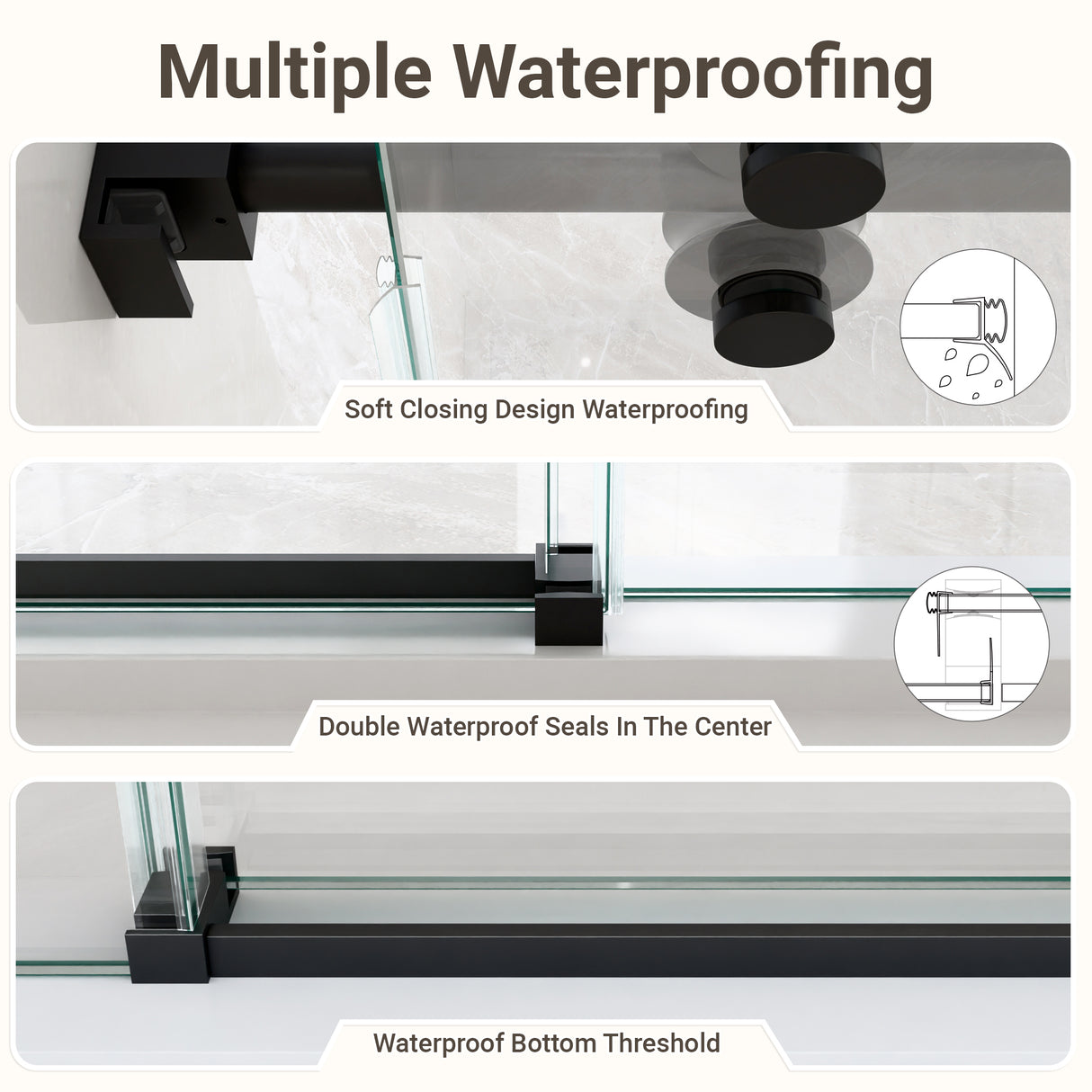 56-60"W x 72"H Frameless Single Sliding Shower Door