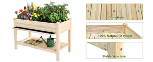 Raised Garden Bed with Water Collection Tray and Storage Shelf