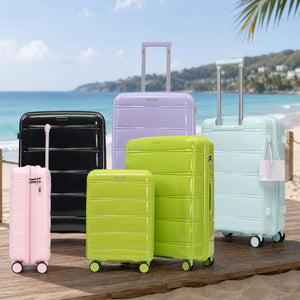 3-Piece Polypropylene Luggage Set, 20/24/28 Inch, Pink