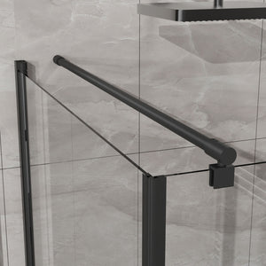 Corner Shower Enclosure, Frameless Pivot Door - Black