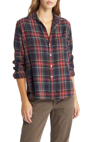 Frank & Eileen Eileen Plaid Cotton Button-Up Shirt in Black Red, Size Medium