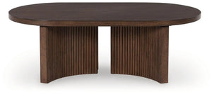 Korestone - Oval Cocktail Table - Dark Brown - Best Buy Furniture