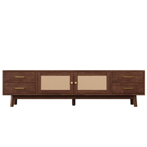 70" TV Stand With Doors For TVs Up To 80", Media Console With 4 Drawers & Cable Holes - Dark Brown