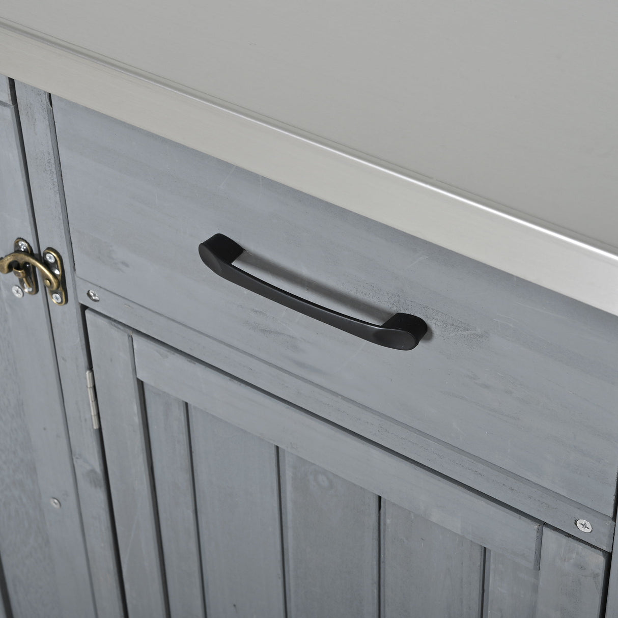 Outdoor Kitchen Island Prep Station With Lockable Wheels, Ample Storage, Towel & Spice Racks