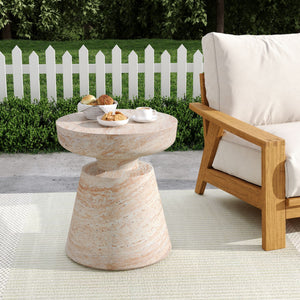 Outdoor / Indoor Lightweight Concrete Side Table, Travertine - Beige - Best Buy Furniture