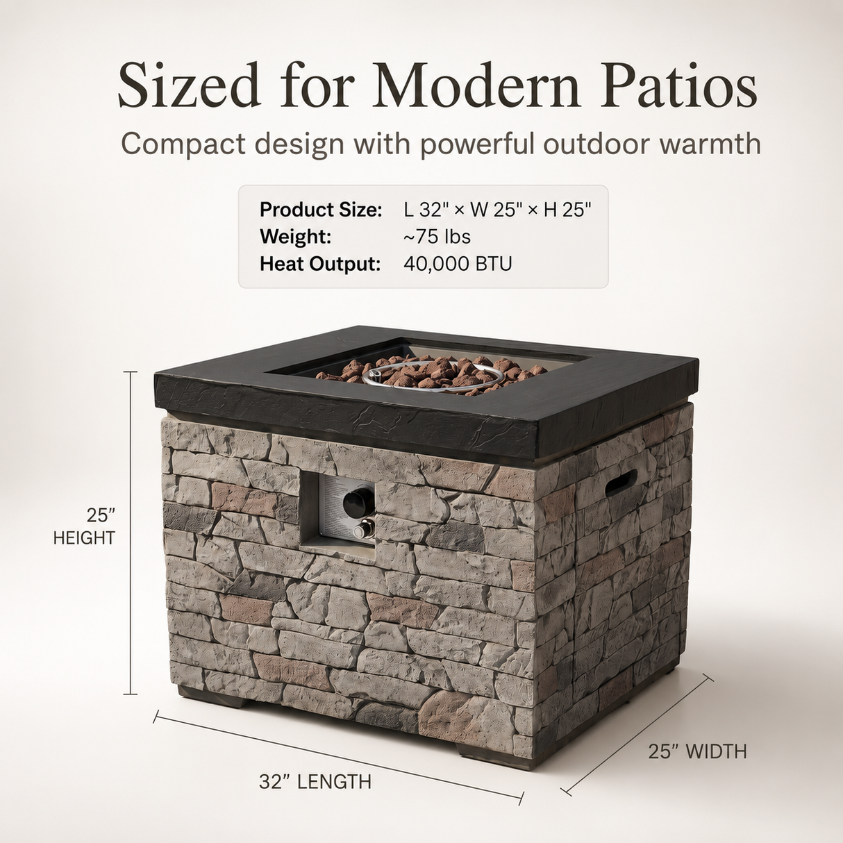 32-Inch Outdoor Fire Pit Table
