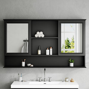 Wall Mounted Bathroom Medicine Cabinet With Double Mirrored Doors