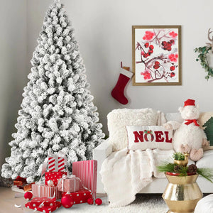 6ft Flocked Pre-Lit Christmas Tree with 300 UL Warm Lights