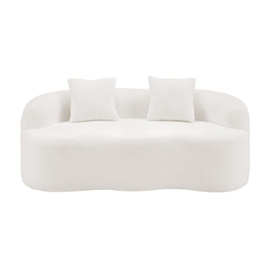 Curved Loveseat Sofa With Round Armrest