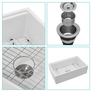 Farmhouse Sink Workstation, Ceramic Single Bowl With Accessories
