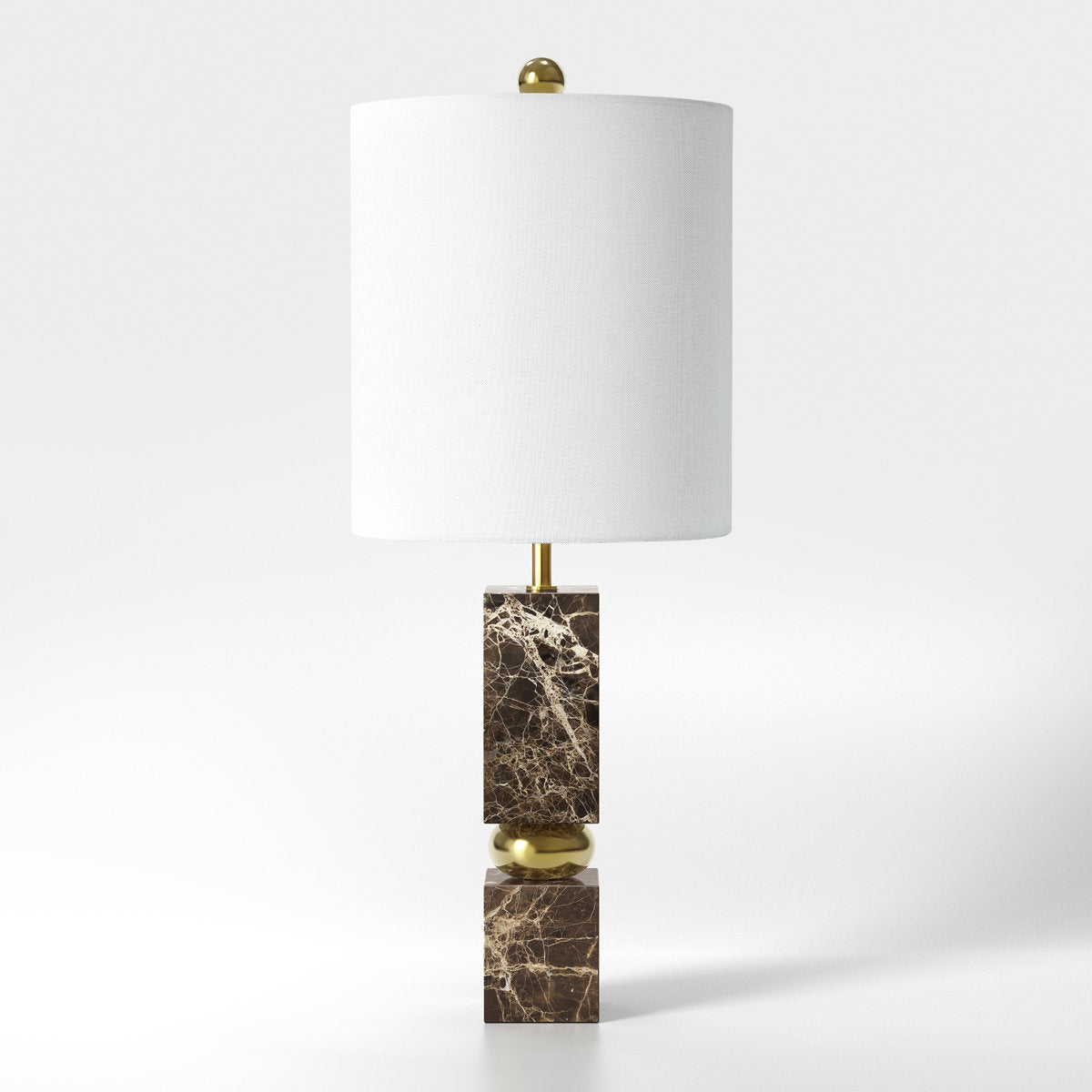 Modern Marble Table Lamp, 25-Inch, Pre-Assembled, Brown